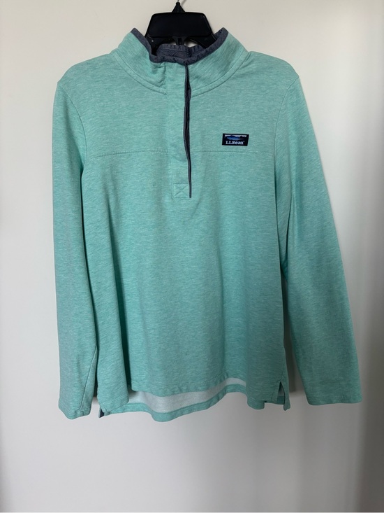 L.L. Bean Tops - L.L.Bean Seafoam Green Pullover with Denim Trim
